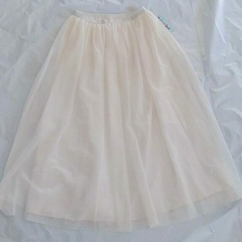 NEW: Ladies Girly Party Ivory Sheer w/Colorful Sparkly Confetti Tulle Skirt